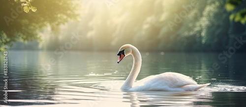 Elegant white swan indulgin...