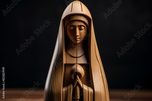 Exquisite handcrafted wooden carved madonna statue. An iconic and sacred religious sculpture depicting the virgin mary and child. A symbol of christian devotion and spirituality