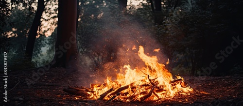 A bonfire burns in the fore...