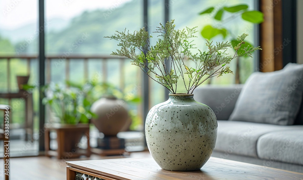 A vase of flowers sitting on a table. The vase is white and the flowers are green. A vase of flowers sitting on a table. The vase is white and the flowers are green.
