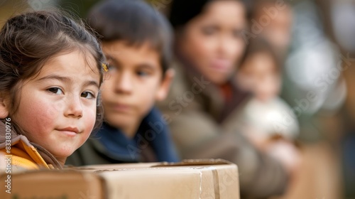 a girl with a smile on her face is holding a box with the word  on it. 
