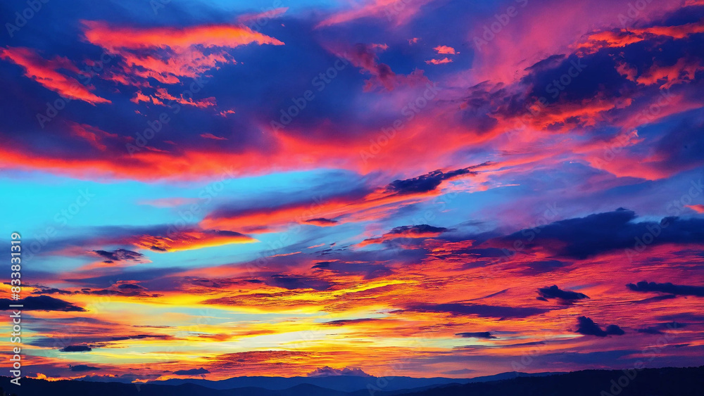 Fototapeta premium Abstract vivid sky at sunset with copyspace, 16:9, 300dpi