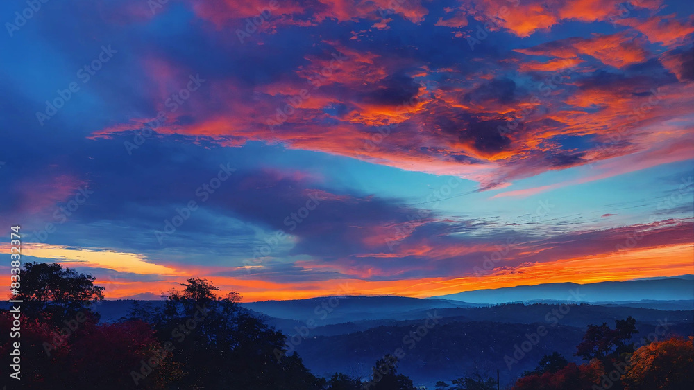 Abstract vivid sky at sunset with copyspace, 16:9, 300dpi