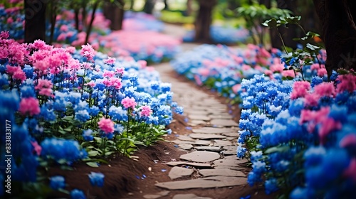 Enchanting Pathway in Blooming Floral Garden