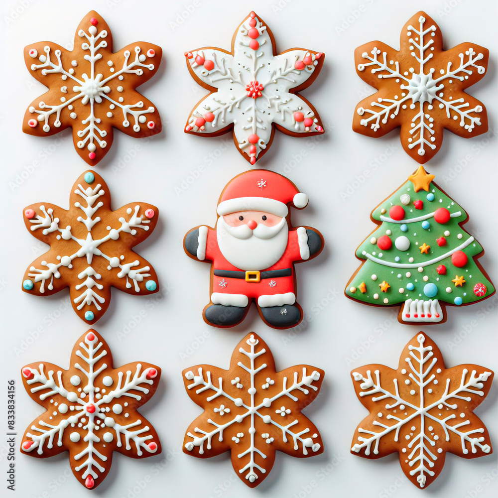 Homemade christmas cookies on white background, top view Homemade christmas cookies on white background, top view