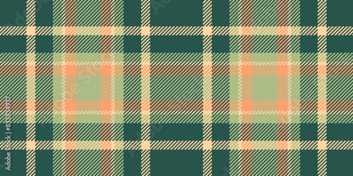 Improvement check background fabric, sale vector pattern tartan. Fluffy seamless plaid texture textile in teal and orange colors.