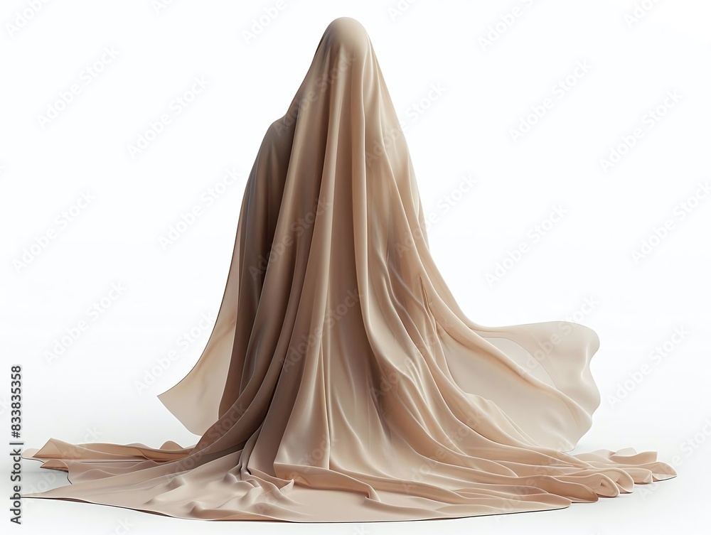 Generate a realistic image of a ghostly cloak, isolated on a white background Generate a realistic image of a ghostly cloak, isolated on a white background
