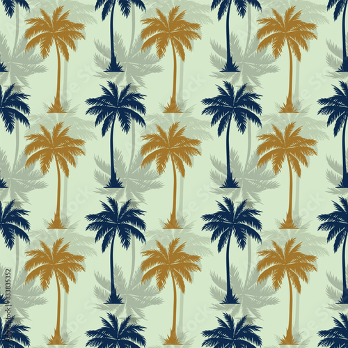 Palm Tree Shadows Seamless Vector Pattern Design