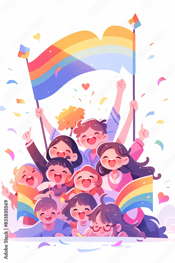 Fototapeta premium LGBT families celebration Pride month , gay and lesbian relationship. Rainbow and Pride element with white background. 