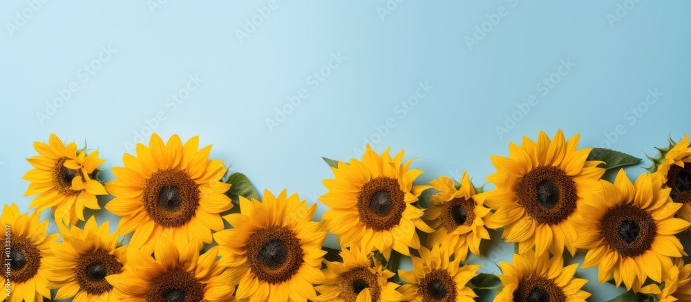 Fototapeta premium Background of sunflowers for presentation with copy space image.