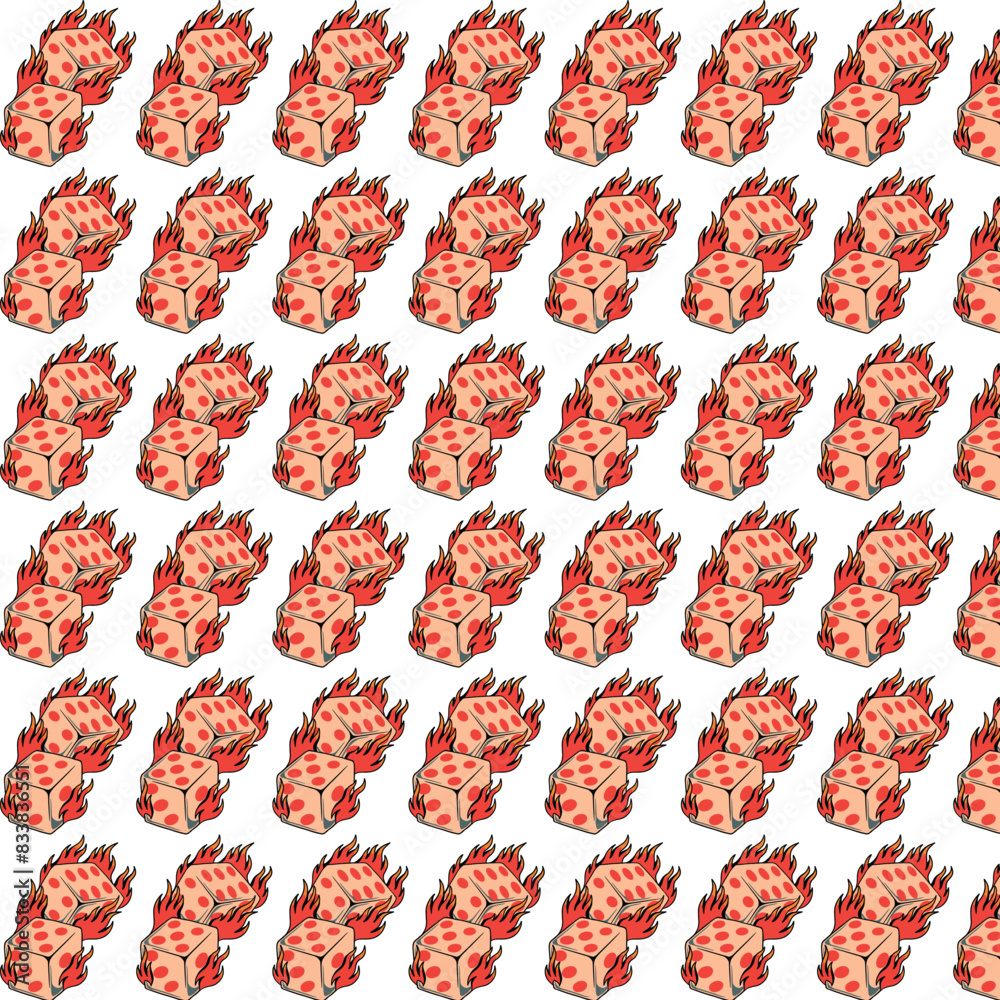 flaming dice tattoo pattern vector design flaming dice tattoo pattern vector design