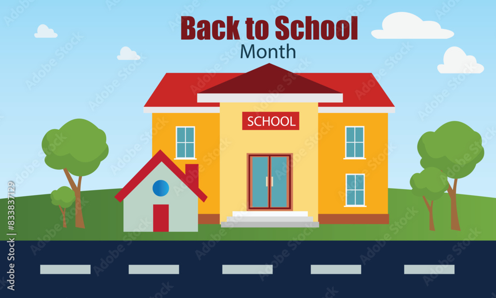Fototapeta premium Back to School Monthy vector graphic great for Back to School Month celebration. flat design. story design. flat illustration. simple and elegant