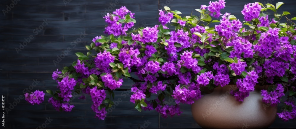 Blooming Duranta erecta displaying vibrant flowers with a beautiful backdrop in a copy space image. Blooming Duranta erecta displaying vibrant flowers with a beautiful backdrop in a copy space image.