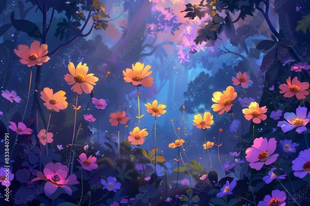 A lovely and charming natural setting with flowers A lovely and charming natural setting with flowers