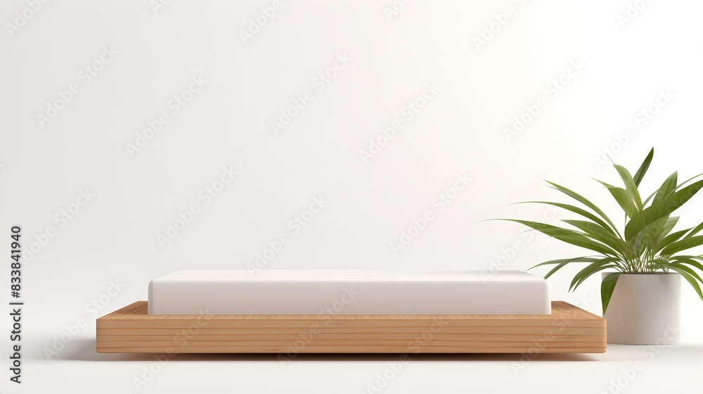 Wooden podium for highlighting products on white background Wooden podium for highlighting products on white background