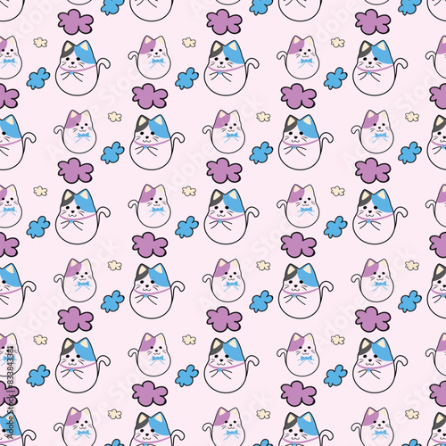 Sweet Kittys Seamless Vector Pattern Design