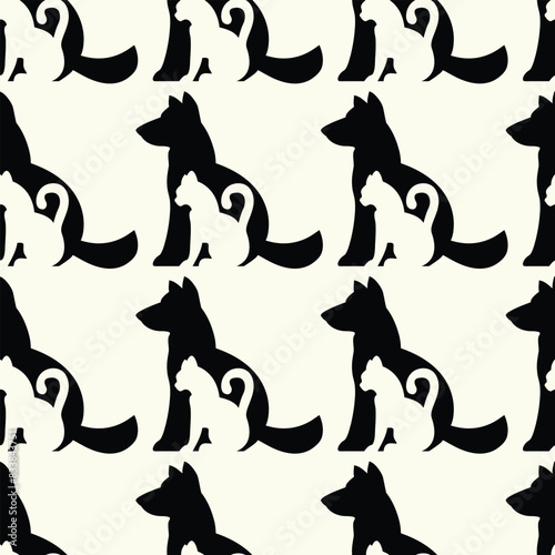Winking Dogs Seamless Vector Pattern Design