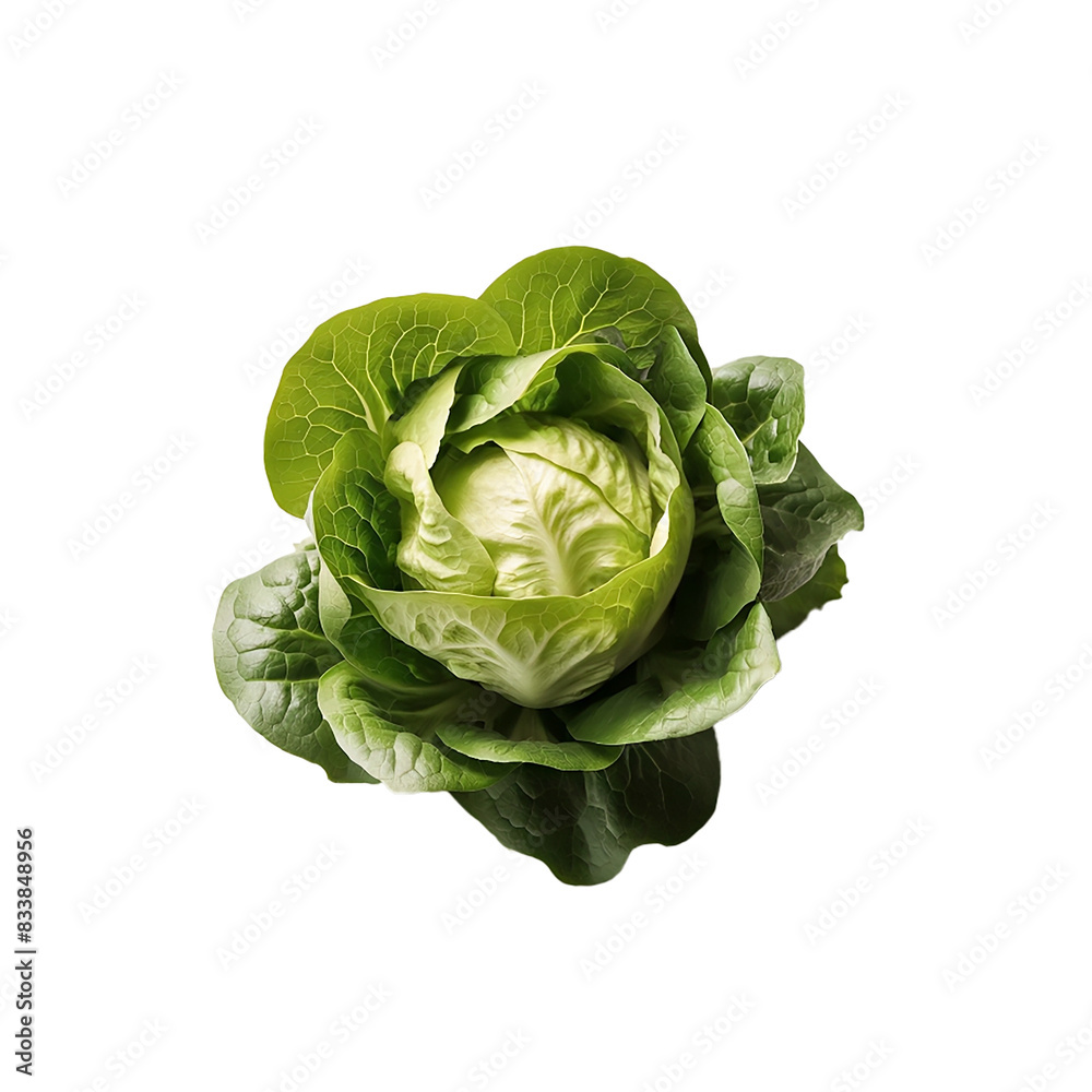 Obraz premium Fresh Green Butterhead Lettuce on White Background High Resolution