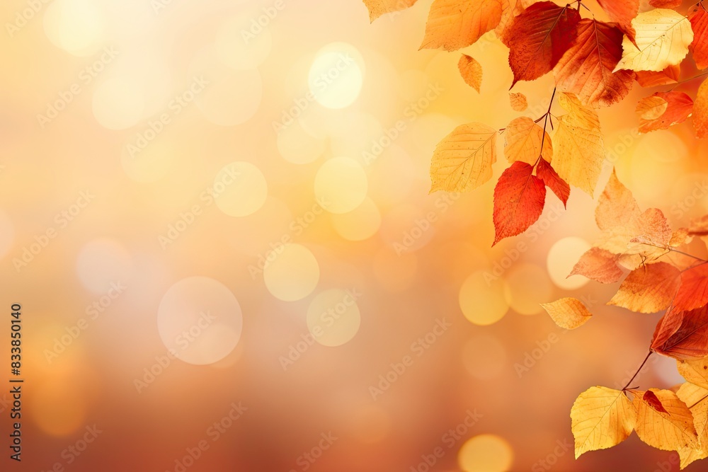 Fototapeta premium autumn background with leaves, generative ai