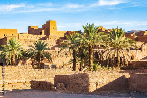 View of old ancient Tamnougalt village in Atlas Mountains, Morocco, North Africa photo