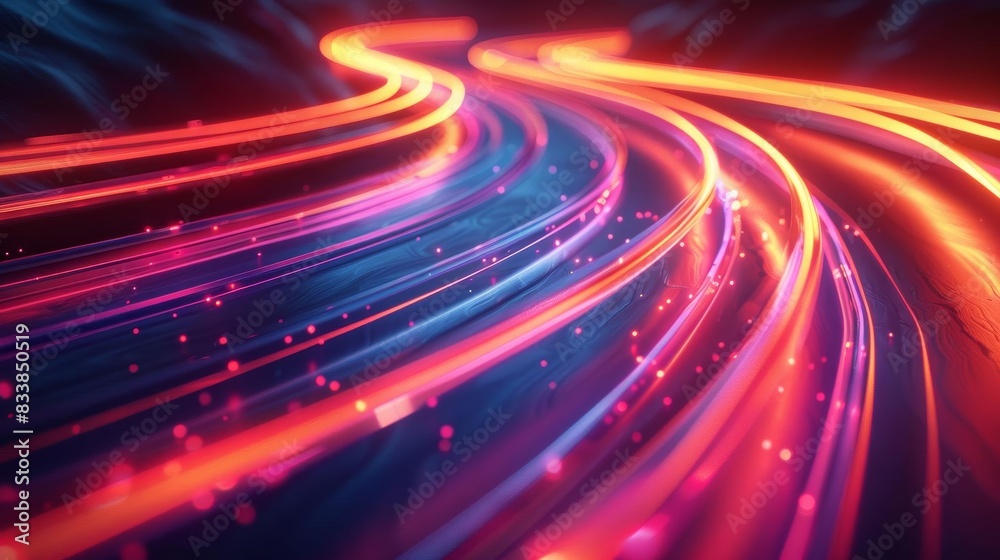 Craft a 3D depiction of streaming light trails that form dynamic patterns Craft a 3D depiction of streaming light trails that form dynamic patterns