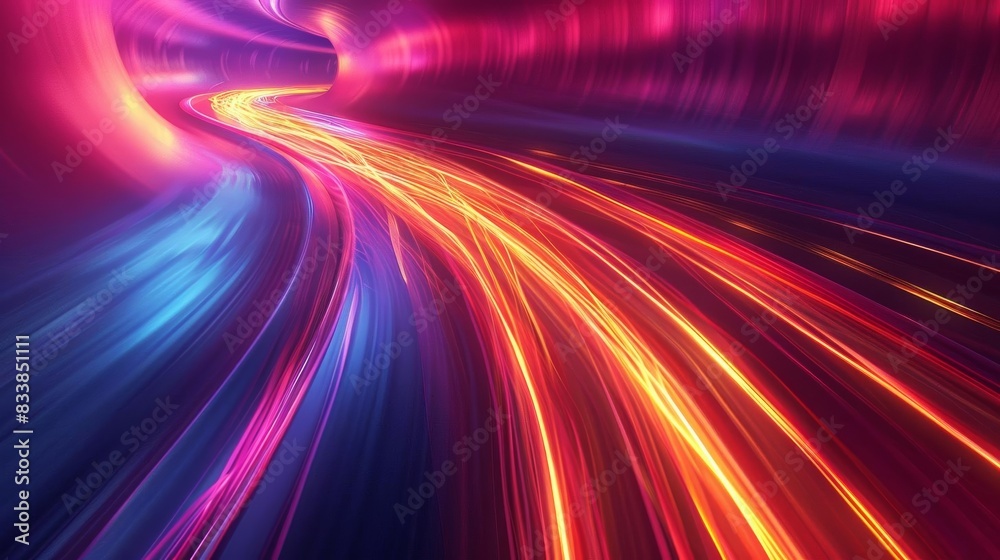 Design a 3D illustration of abstract shapes with light trails depicting speedy motion Design a 3D illustration of abstract shapes with light trails depicting speedy motion