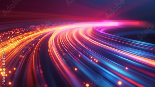 Dynamic and abstract composition featuring swooping light trails