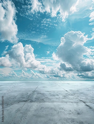construction site with beauty, beautiful bright light and blue sky with concrete floor 169 ultra realistic