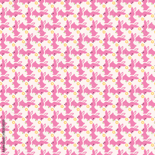 Rabbits With Butterflies Seamless Vector Pattern Design