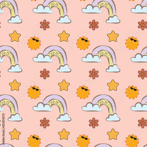 Rainbow-Dreams Seamless Vector Pattern Design