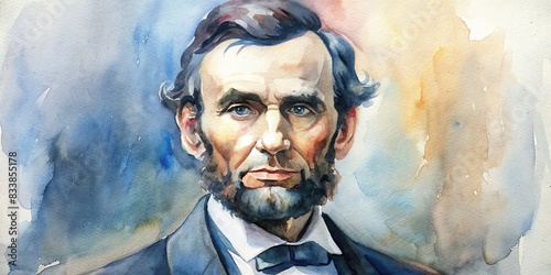 Watercolor painting of Abraham Lincoln   watercolor  president  historical  American  leader  portrait  art  painting  vintage  biography  USA  political  government  famous  iconic