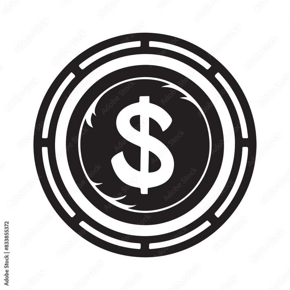 Dollar sign icon logo vector in circle isolated on white background . money icon Stock Vector