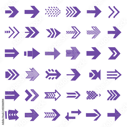 Collection of Lilac arrow symbols icons on white background