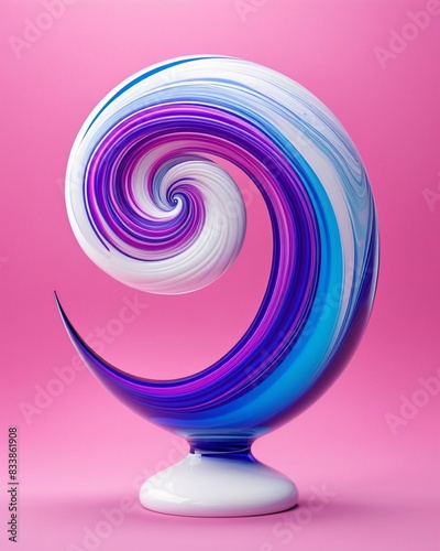 3d render realistic flying shapes in motion isolated on background trendy designs. Abstract colorful swirl 3D background.