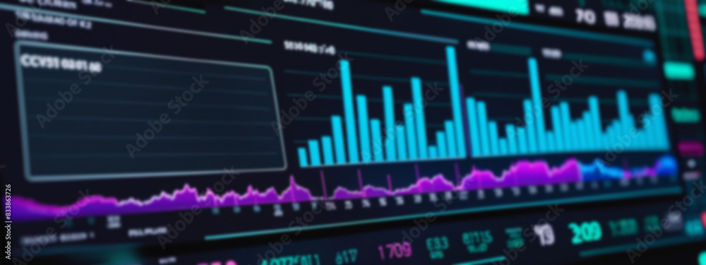 Technical price graph and indicator, candlestick chart screen for market volatility, up and down trend. A detailed LED display showing financial data with daily market prices, price quote charts. Technical price graph and indicator, candlestick chart screen for market volatility, up and down trend. A detailed LED display showing financial data with daily market prices, price quote charts.