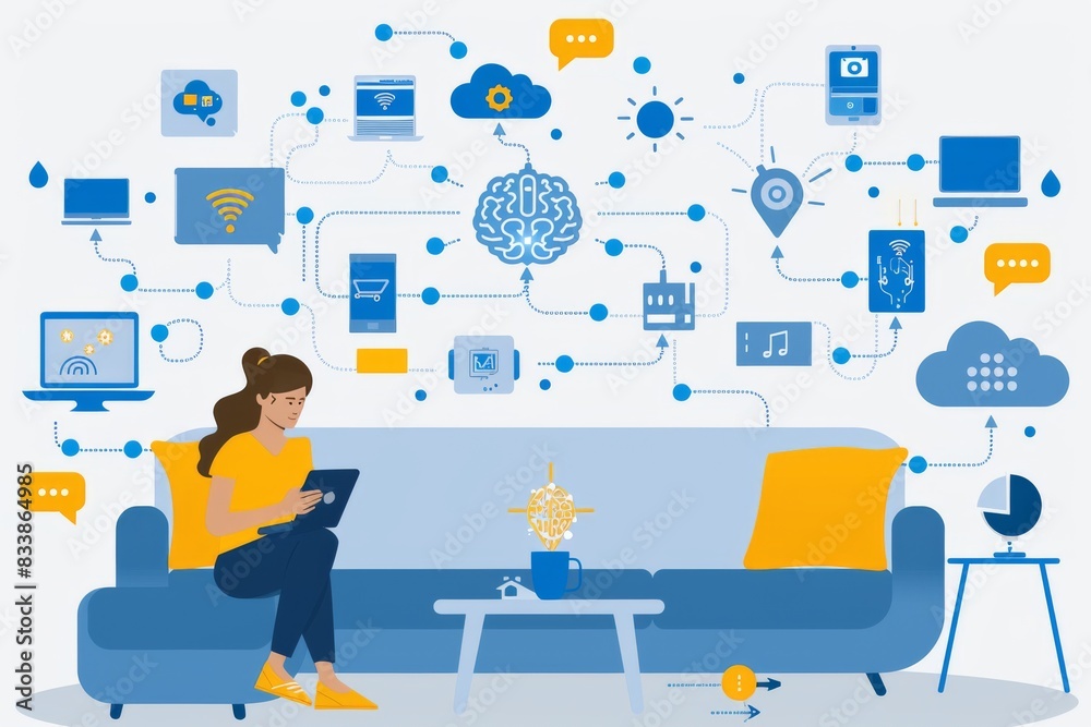 Obraz premium Blueprints and designs for smart city infrastructure, featuring connected technology and innovative urban planning