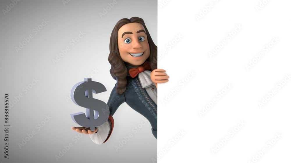 3D animation of a cartoon man in historical baroque costume 3D animation of a cartoon man in historical baroque costume