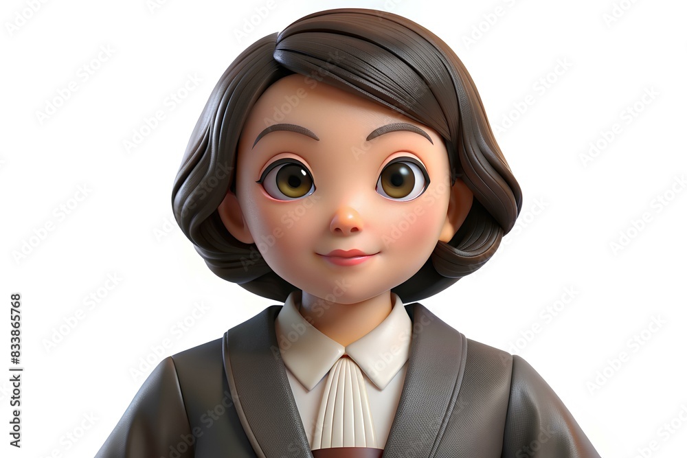 3D Illustration Of Japanese Female Lawyer , Isolated On White Background 3D Illustration Of Japanese Female Lawyer , Isolated On White Background