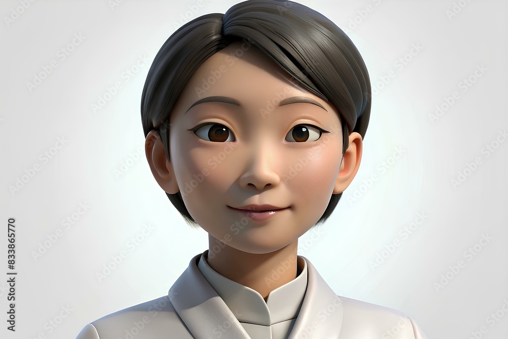 3D Illustration Of Japanese Woman, Isolated On White Background 3D Illustration Of Japanese Woman, Isolated On White Background