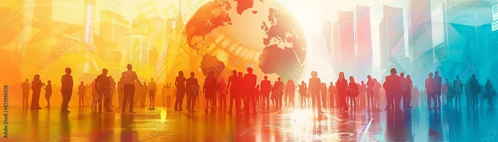 imagine a vibrant and dynamic real and cinamatic scene that encapsulates the essence of leadership and communication in todays diverse world in vivid primary colors on a white back