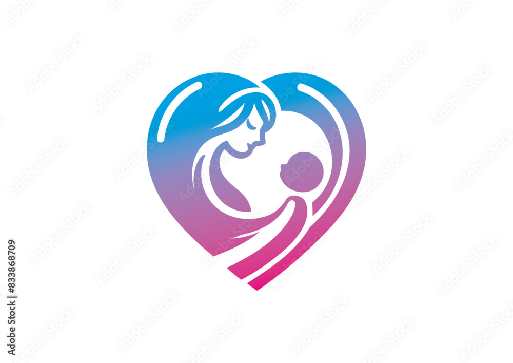 Obraz premium Mom and baby vector, mother’s day vector, mom and child vector