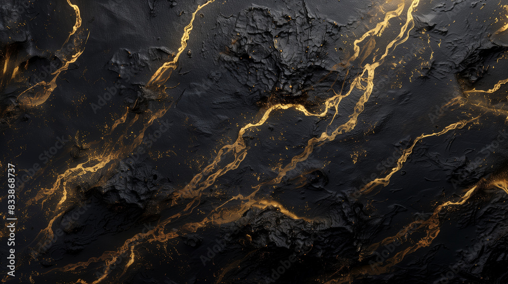 Intricate Veins of Molten Gold on a Black Surface Intricate Veins of Molten Gold on a Black Surface