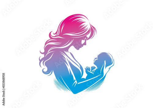 Mom and baby vector, mother’s day vector, mom and child vector