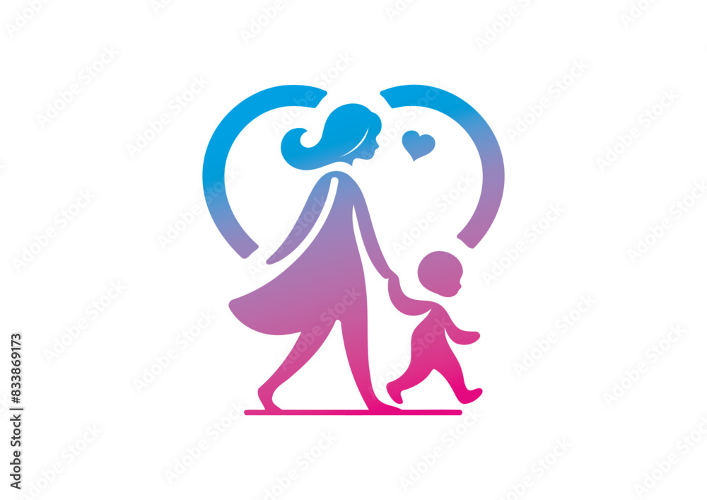 Fototapeta premium Mom and baby vector, mother’s day vector, mom and child vector