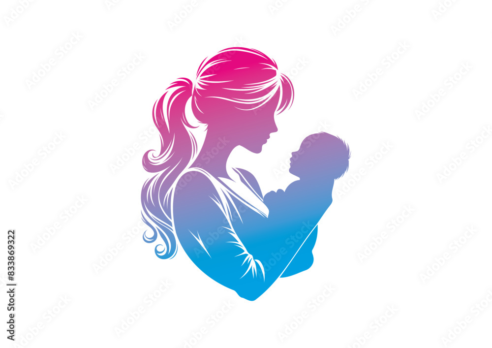 Mom and baby vector, mother’s day vector, mom and child vector