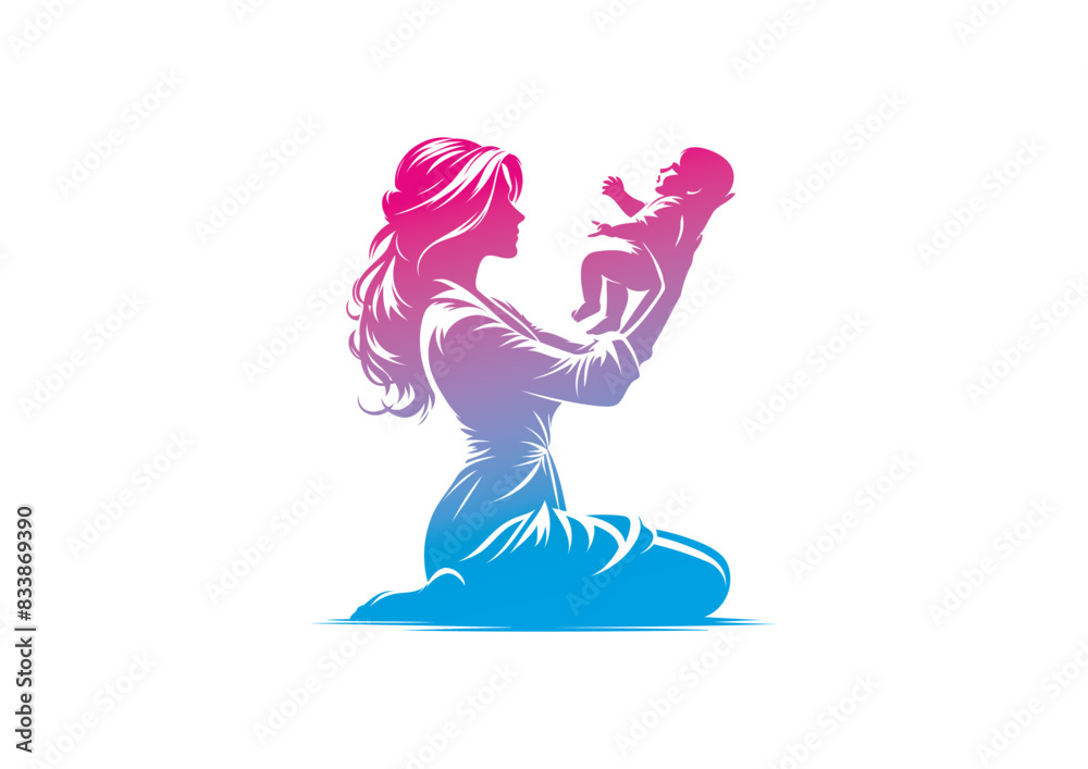 Mom and baby vector, mother’s day vector, mom and child vector