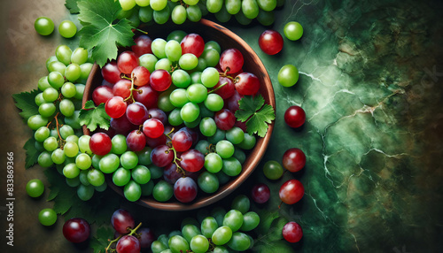 Grüne und rote Weintrauben , appetitlich dekoriert mit Früchten