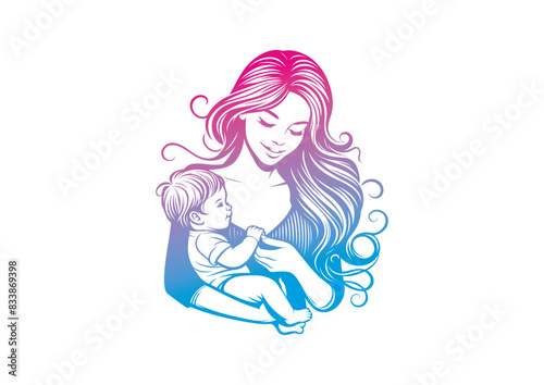 Mom and baby vector, mother’s day vector, mom and child vector
