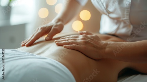 Wallpaper Mural A professional massage therapist performing a deep tissue massage on a client's back. Torontodigital.ca