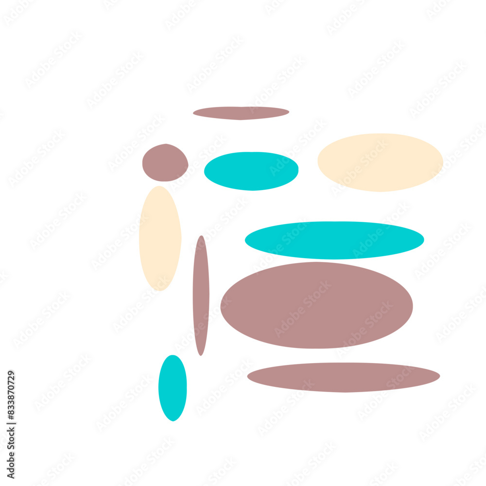 Fototapeta premium An abstract isolated retro boho oval shape design element.